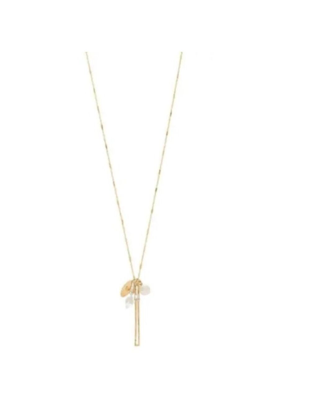 💎💎💎Canvas Goldtone & Crystal Pendant Necklace